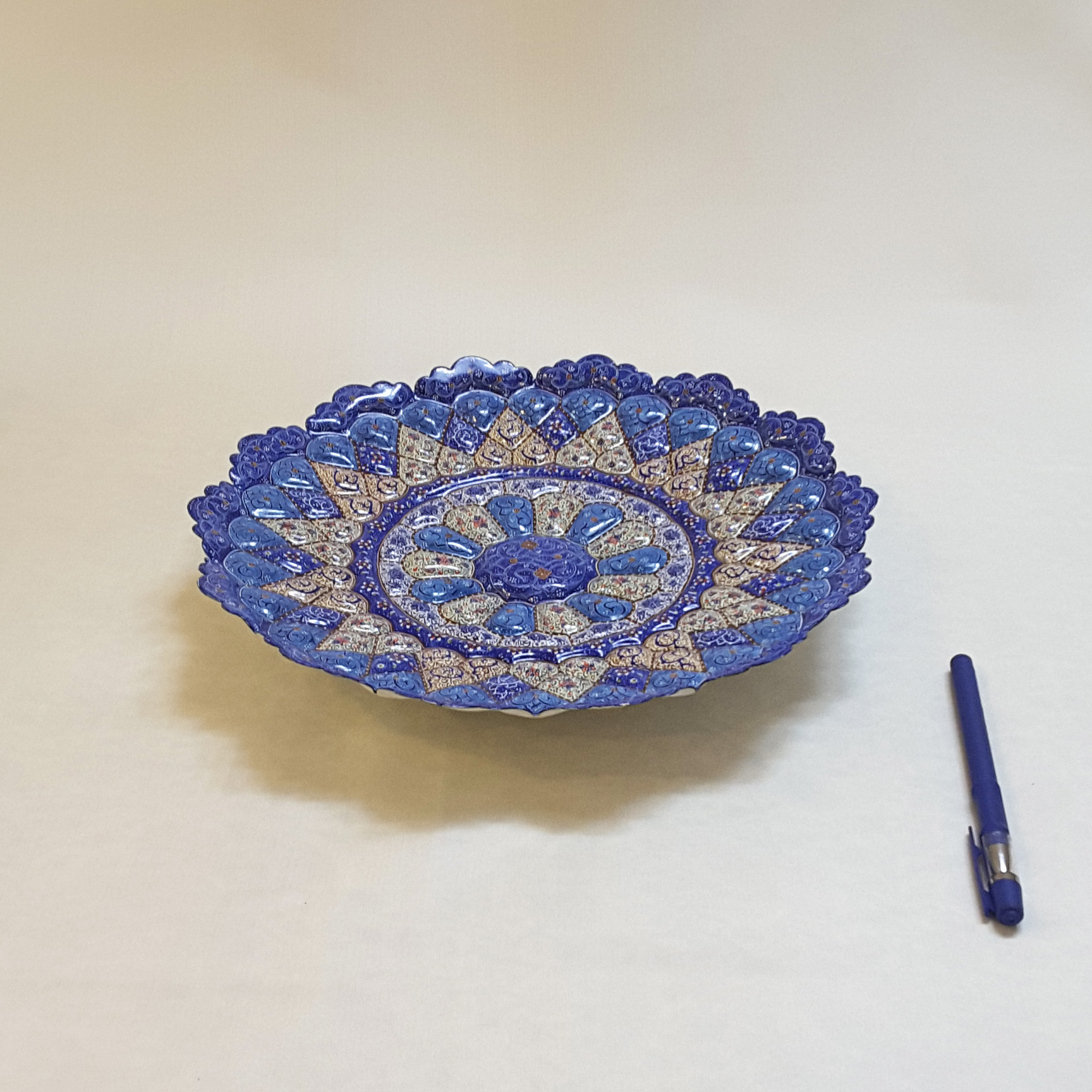 Persian Handmade enameled Wall Hanging plate on copper Eslimi design